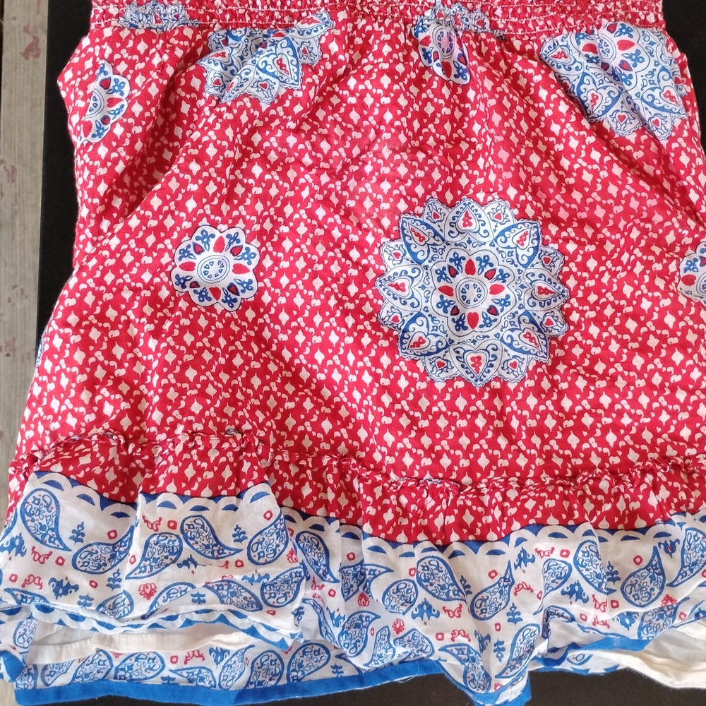 Old Navy Red and Blue Paisley Mini Skirt